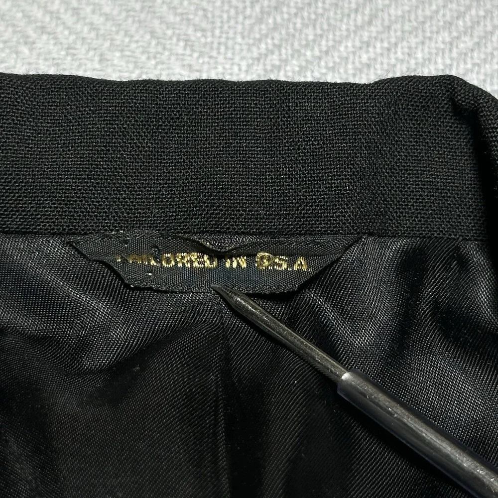Vintage Austin Reed Blazer Mens 46L Gold Button Double Breasted Black‎ Wool